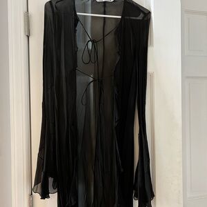 Sheer Black Ruffle Kimono